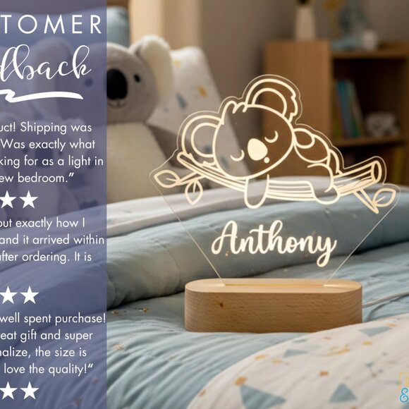 Personalized Koala Night Light – Custom LED Lamp for Kids - Picture 7 of 8